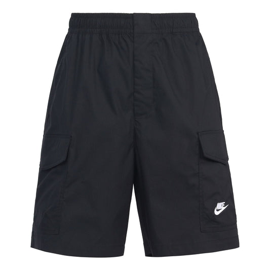 Nike Sportswear Sport Essentials Solid Color Logo Embroidered Big Pocket Straight Shorts Black DM6834-010