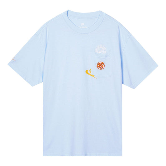 Men's Nike Printing Pocket Casual Short Sleeve Blue T-Shirt DR7967-441