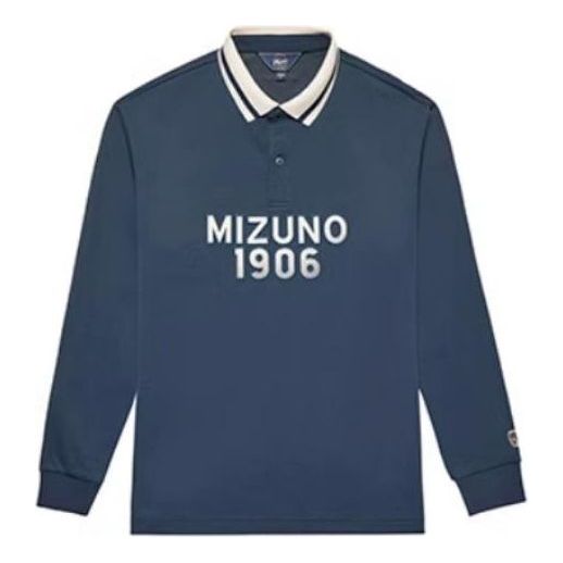 Mizuno Heritage Long Sleeve Polo Shirt 'Navy' D2CA36H2