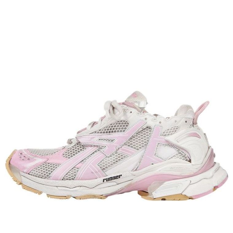(WMNS) Balenciaga Runner Sneakers 'White Baby Pink Mesh and Nylon' 677402W3RB39059