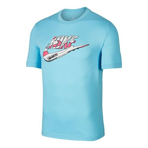 Nike Logo Big Logo Sports Short Sleeve Blue BQ0703-486
