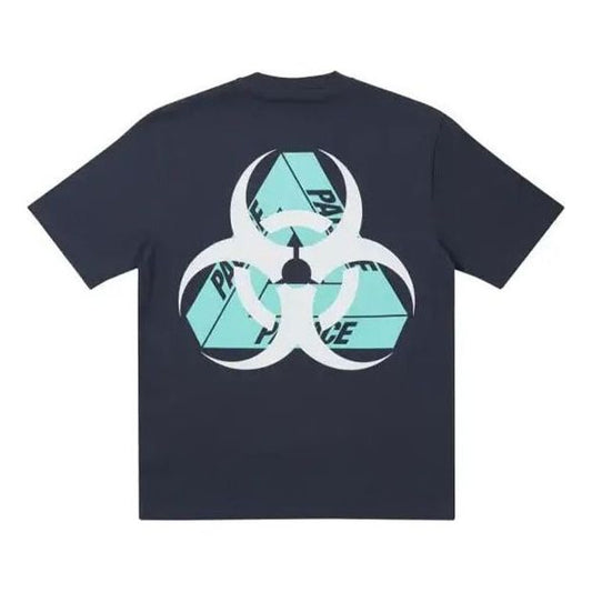 PALACEBIO Hazard Navy Triangle Back Pattern Logo Short Sleeve Unisex Navy Blue P20TS151