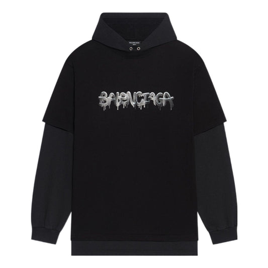 Balenciaga Slime Double Long Sleeve Hooded T-Shirt 'Black' 681029TLVF11069