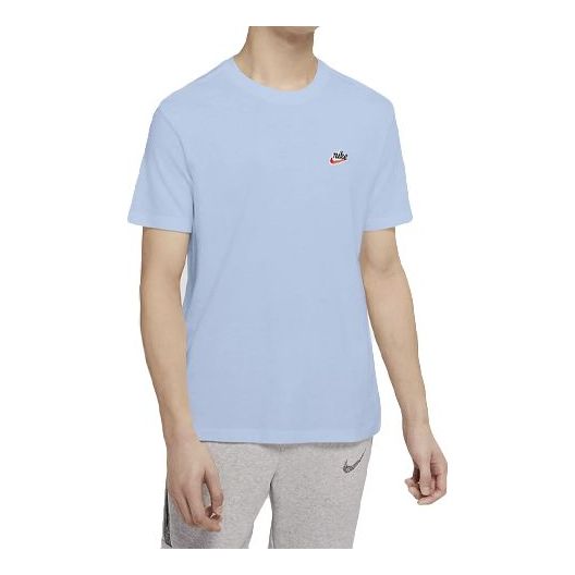 Nike Sportswear Heritage Small Logo Solid Color Short Sleeve Sky Blue CK2384-407