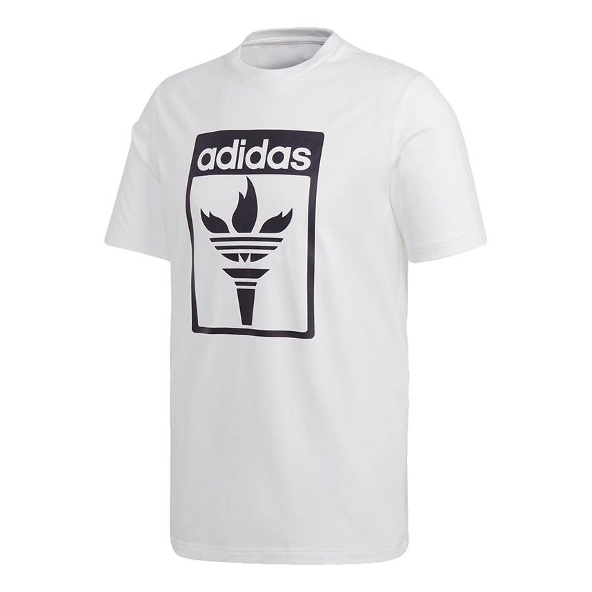 adidas originals Tee 1 Logo Printing Sports Short Sleeve White GK5910