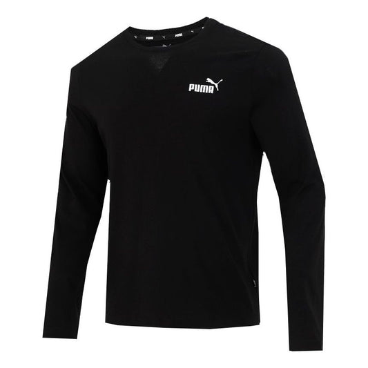 PUMA Logo Print Training Sports Breathable Round Neck Long sleeve T Shirt Men s Black 589027-01