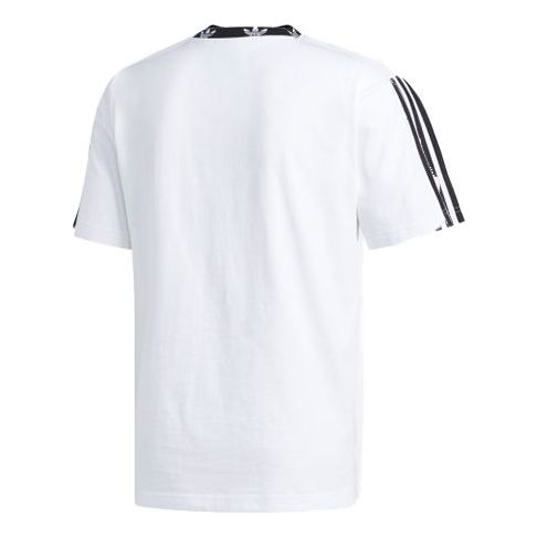 adidas Trefoil Ribbed Tee 'White Black' ED5612