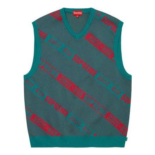 Supreme Stripe Sweater Vest 'Green Red' SUP-SS22-576