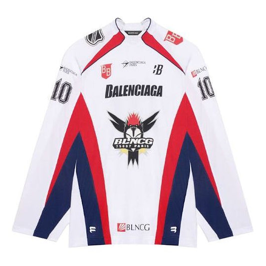 Men's Balenciaga SS21 Hockey Sports Mesh Long Sleeves White 657105TKV248090