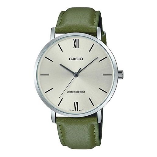 CASIO Men's DRESS Quartz Green Strap Mens Green Analog MTP-VT01L-3B