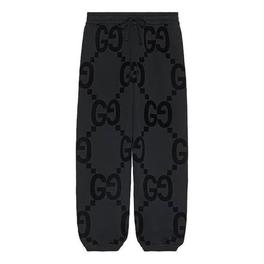 Gucci GG Flocked Print Cotton Fleece Sweattrouser 'Black' 768502-XJF37-1868