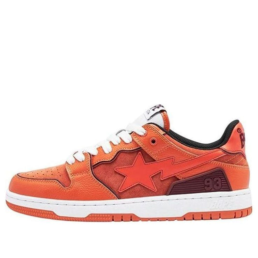 A BATHING APE Bape SK8 Leather Low 'Orange' 1I70-191-011-ORANGE