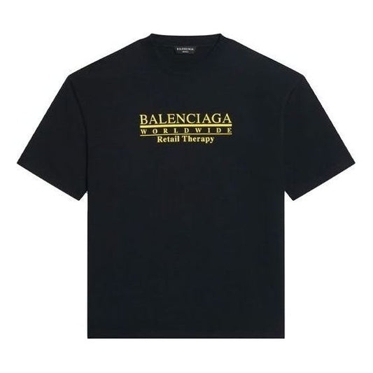 Balenciaga Retail Therapy T-Shirt Medium Fit 'Black Yellow' 612966TLVB11361