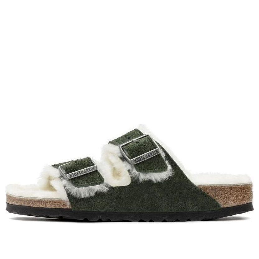 Birkenstock Arizona Shearling Sandal Suede Leather Narrow Fit 'Green' 1021102