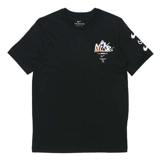 Nike Sportswear Print Casual Sports Short Sleeve Black DB6136-010