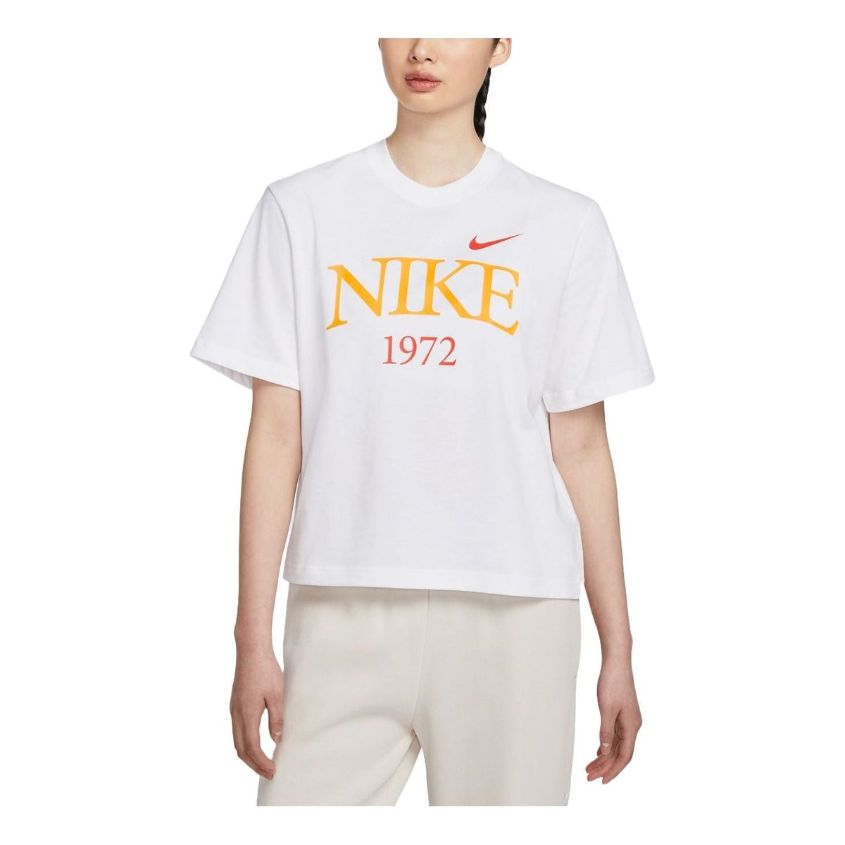 (WMNS) Nike Sportwear Classic Boxy Graphic T-shirt Asia Sizing 'White' FQ6601-101