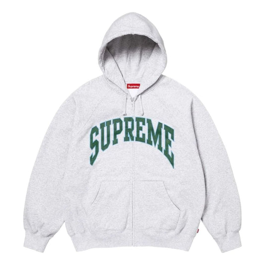 Supreme SS26 Cracked Raglan Zip Up Hooded Sweatshirt 'Ash Grey' SUP-SS26-192-GRY