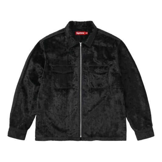 Supreme SS26 Faux Fur Zip Up Shirt 'Black' SUP-SS26-360-BLK